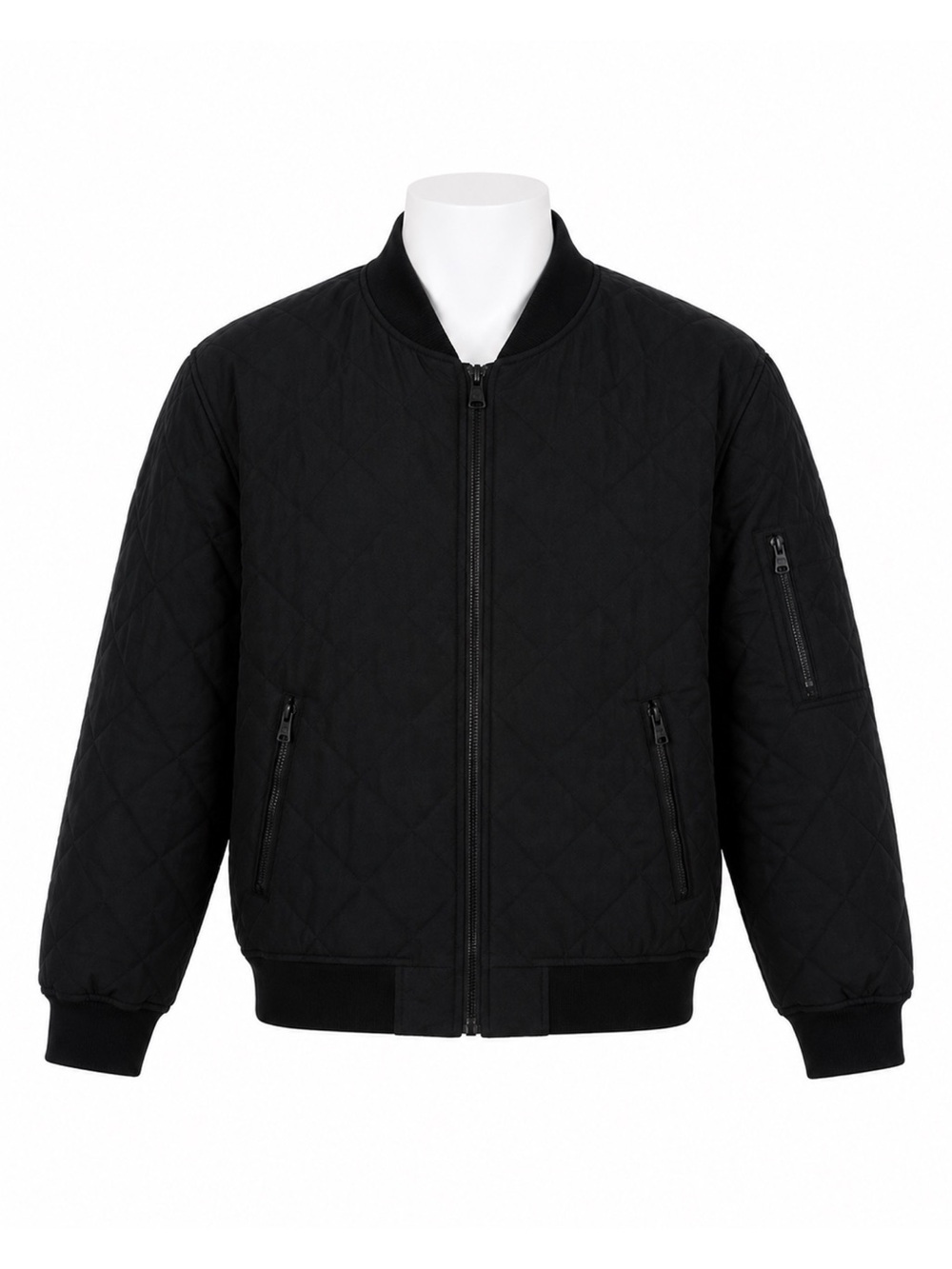 Size L Calvin Klein Men’s Black Quilted Bomber Jacket Lightweight Full Zip